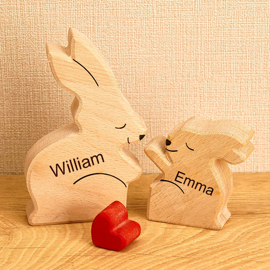 Puzzle Per Famiglie In Legno Con Conigli, Nomi Personalizzati, Regali Per L'inaugurazione Della Casa, Decorazioni Per La Casa