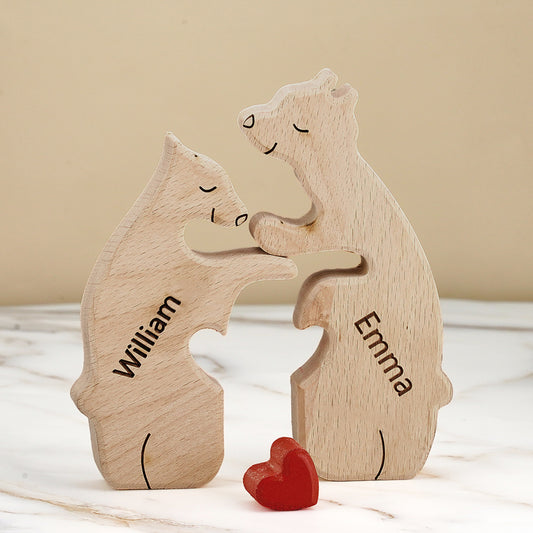 Puzzle Personalizzato Per Famiglie Con Orsi In Legno, Nomi Personalizzati, Regali Per Decorazioni Per La Casa