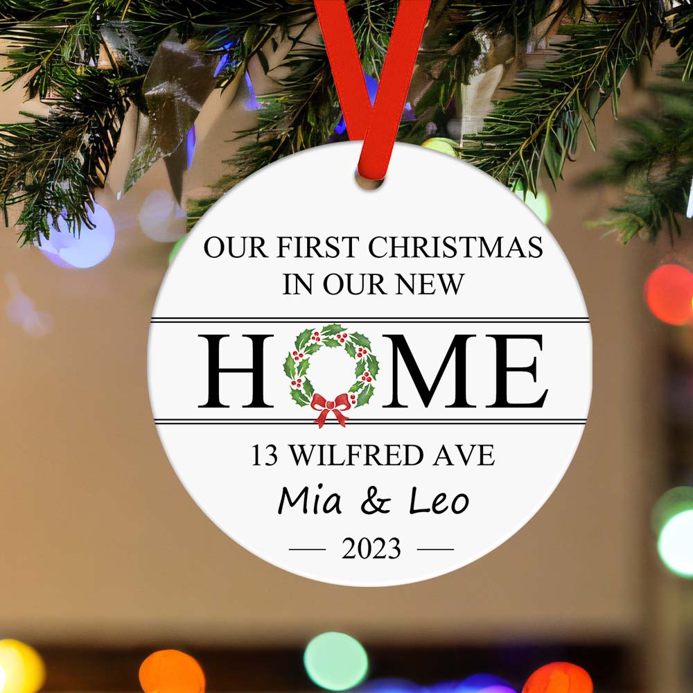 First Christmas in Our New Home Custom Name and Address Ornament 2023 Christmas Gift