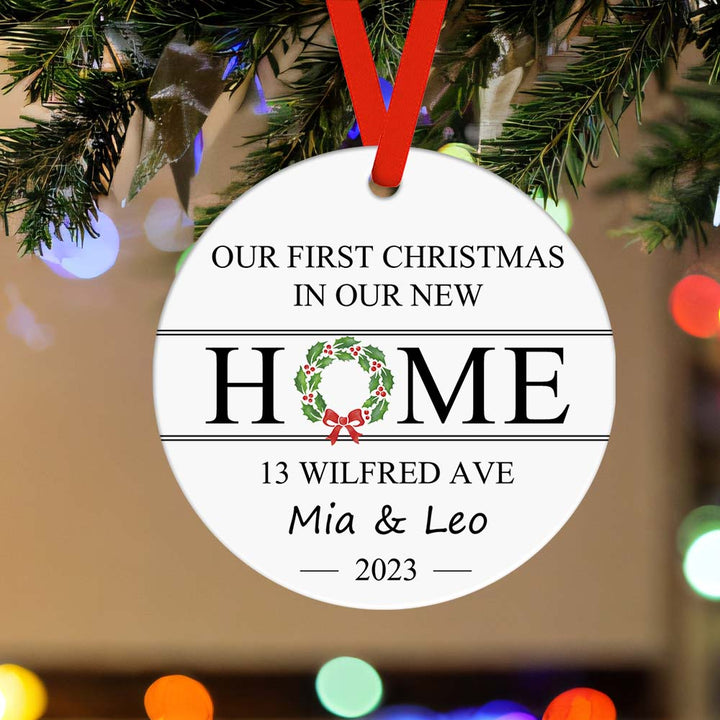 First Christmas in Our New Home Custom Name and Address Ornament 2023 Christmas Gift