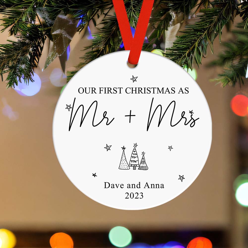 First Christmas As Mr and Mrs Custom Name Ornament 2023 Christmas Gift