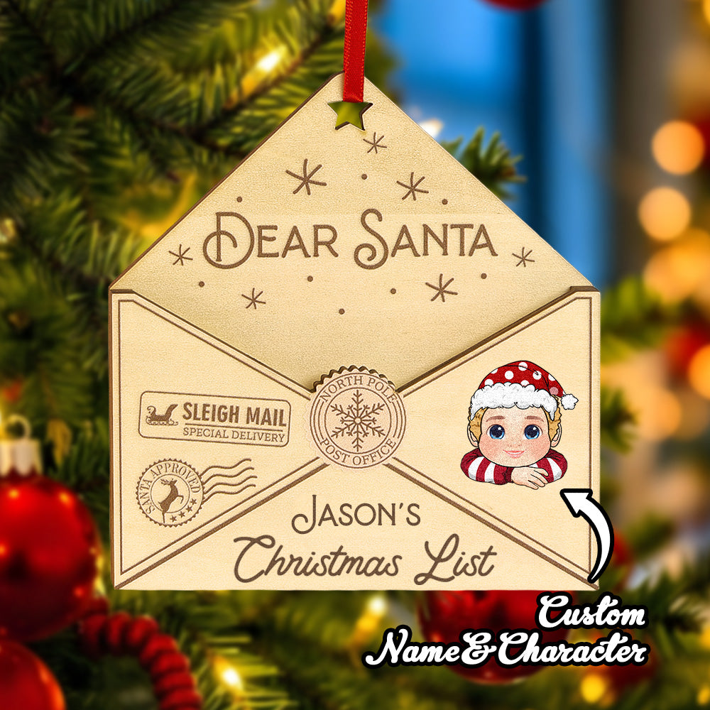 Personalized 3D Letter To Santa Wooden Ornament Christmas Gift For Little Ones