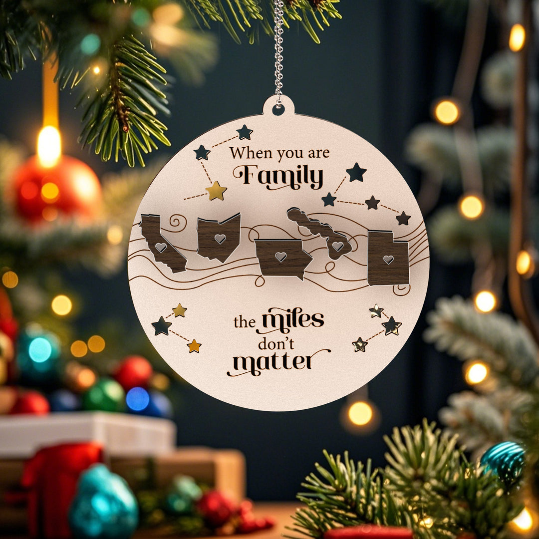 Personalized Family Togetherness Christmas Ornament State Map Ornament for Friends Sister Sibling Gift