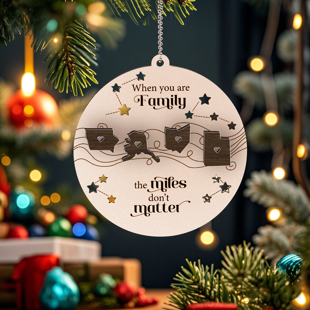 Personalized Family Togetherness Christmas Ornament State Map Ornament for Friends Sister Sibling Gift