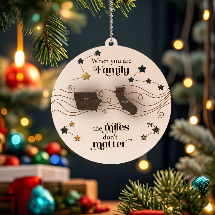 Personalized Family Togetherness Christmas Ornament State Map Ornament for Friends Sister Sibling Gift