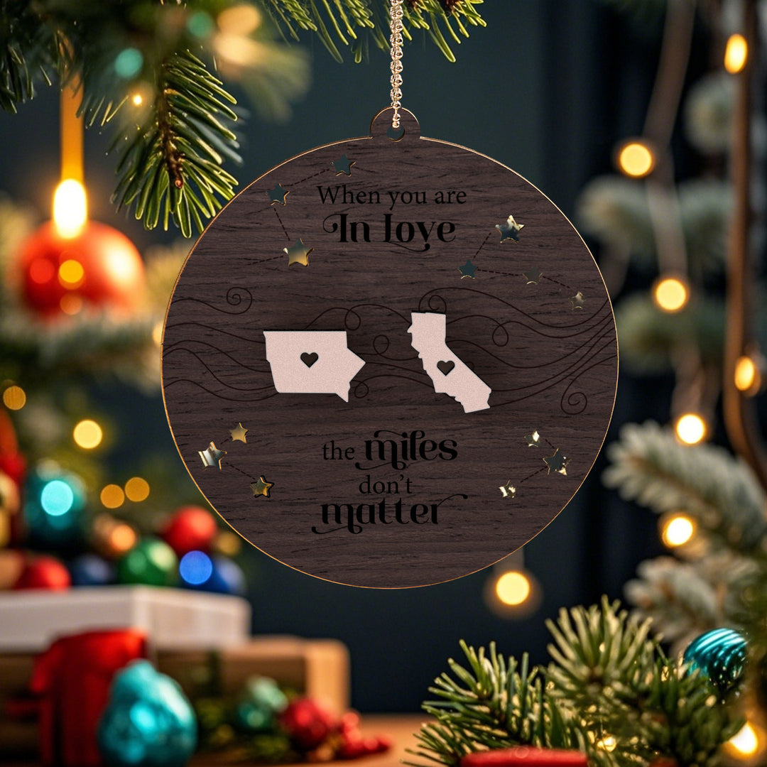 Personalized Family Togetherness Christmas Ornament State Map Ornament for Friends Sister Sibling Gift