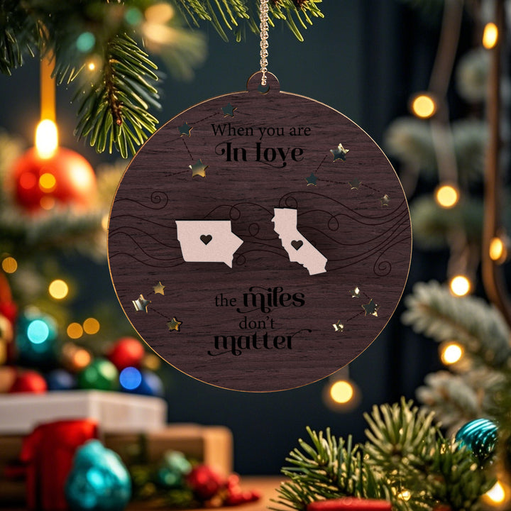 Personalized Family Togetherness Christmas Ornament State Map Ornament for Friends Sister Sibling Gift