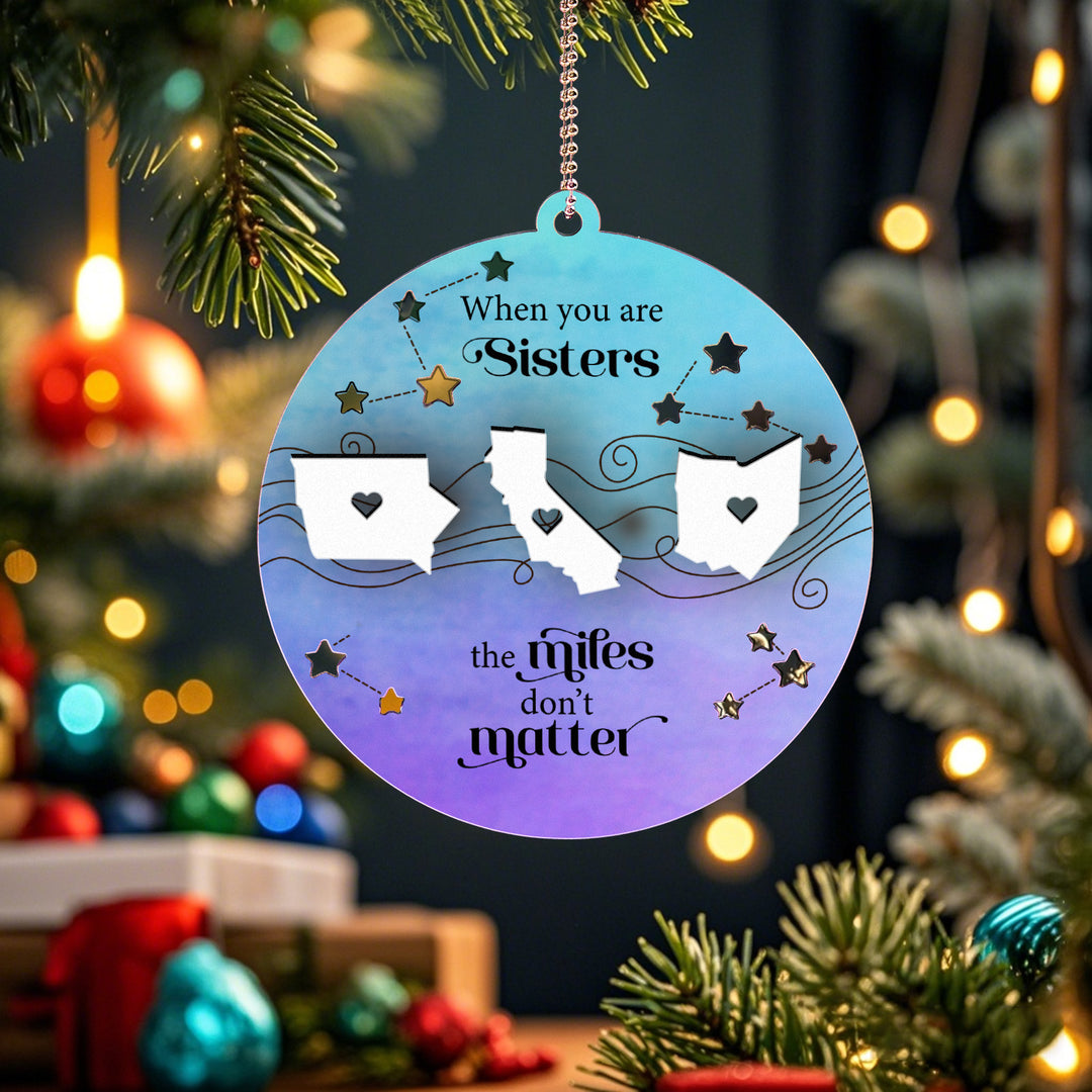 Personalized Family Togetherness Christmas Ornament State Map Ornament for Friends Sister Sibling Gift