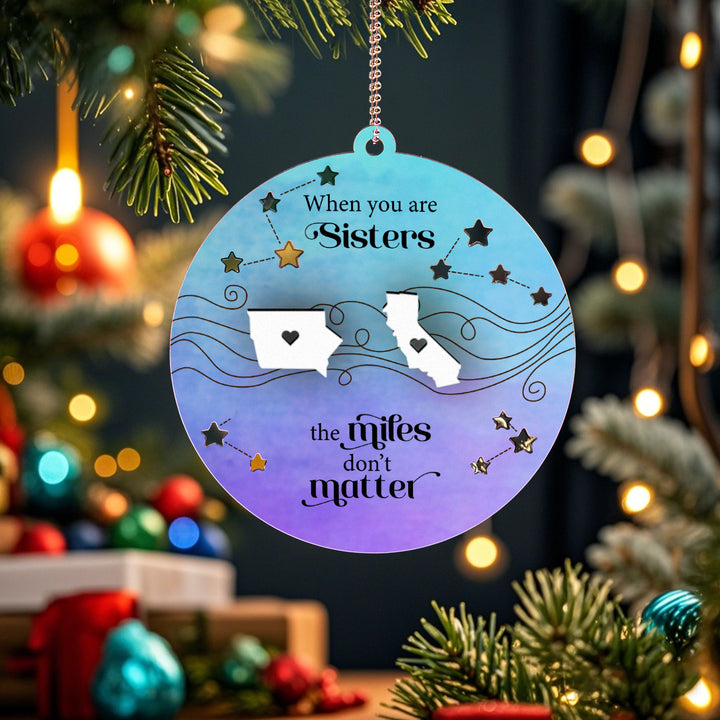 Personalized Family Togetherness Christmas Ornament State Map Ornament for Friends Sister Sibling Gift