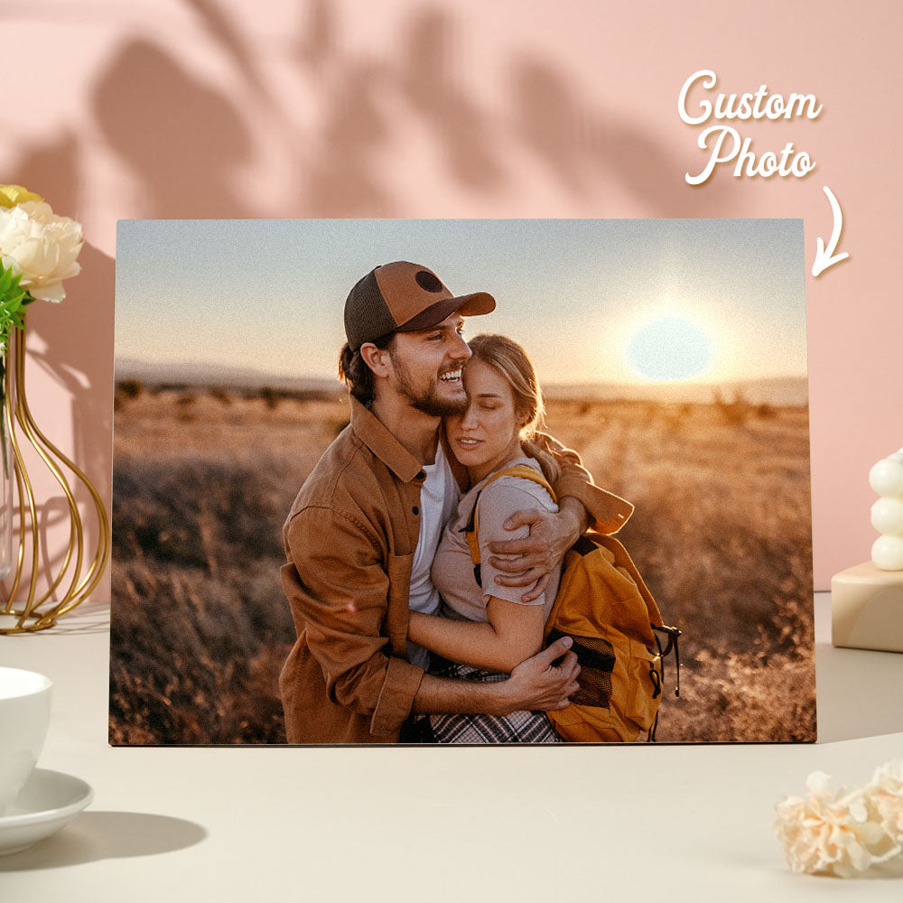 Custom Couple Portrait Photo Custom Photo on Wood Engraved Photo on Wood Watercolor Style