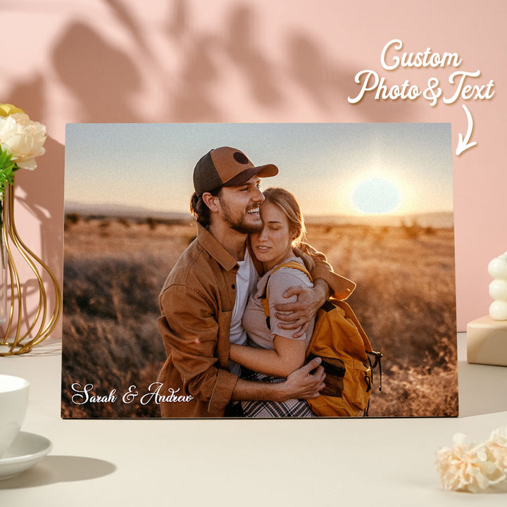 Custom Couple Portrait Photo Custom Photo on Wood Engraved Photo on Wood Watercolor Style