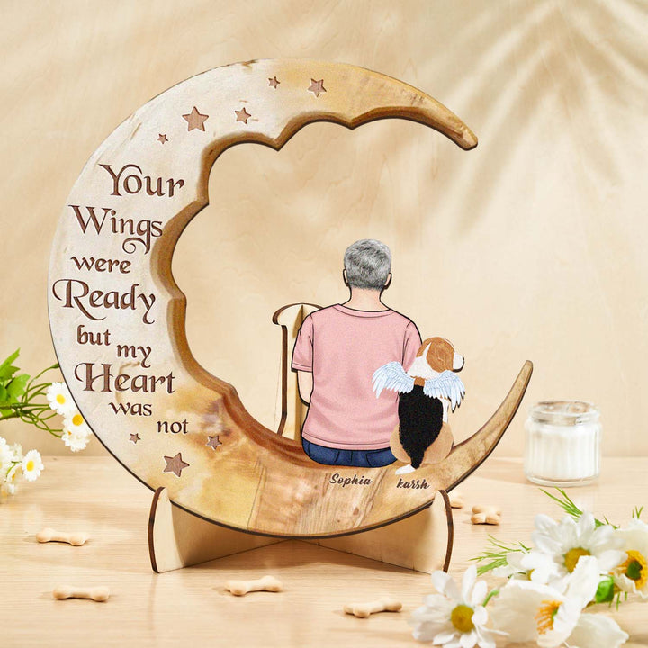 Custom Memorial Dog Moon Wooden Art Memorial Gift Idea for Cat Home Decorations
