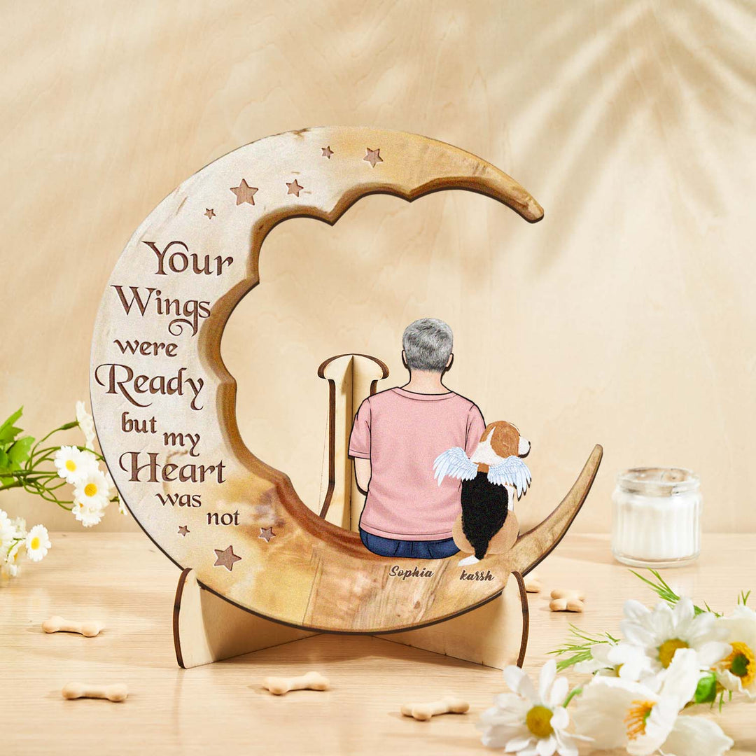 Custom Memorial Dog Moon Wooden Art Memorial Gift Idea for Cat Home Decorations