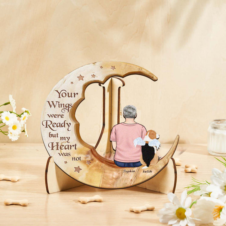 Custom Memorial Dog Moon Wooden Art Memorial Gift Idea for Cat Home Decorations