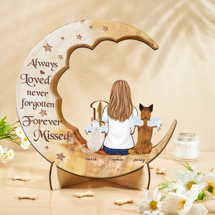 Custom Memorial Dog Moon Wooden Art Memorial Gift Idea for Cat Home Decorations