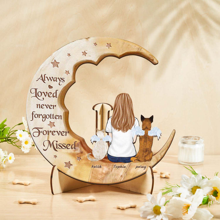 Custom Memorial Dog Moon Wooden Art Memorial Gift Idea for Cat Home Decorations