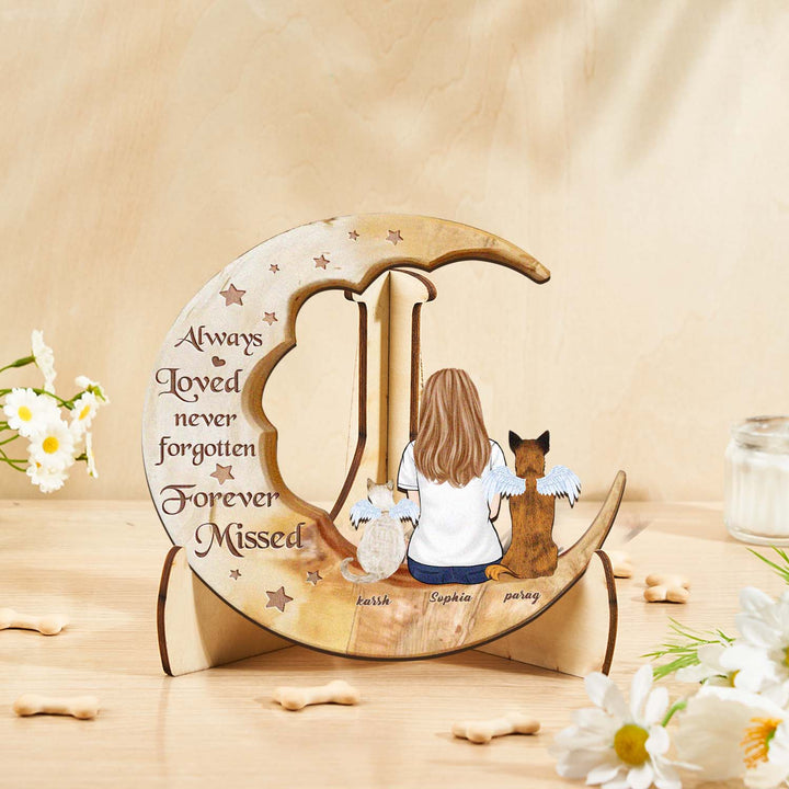 Custom Memorial Dog Moon Wooden Art Memorial Gift Idea for Cat Home Decorations