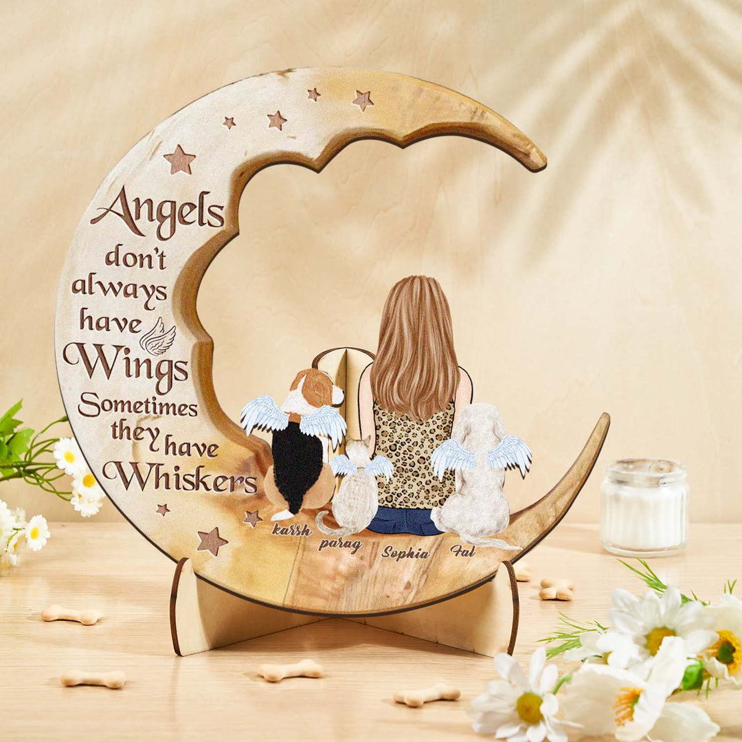 Custom Memorial Dog Moon Wooden Art Memorial Gift Idea for Cat Home Decorations