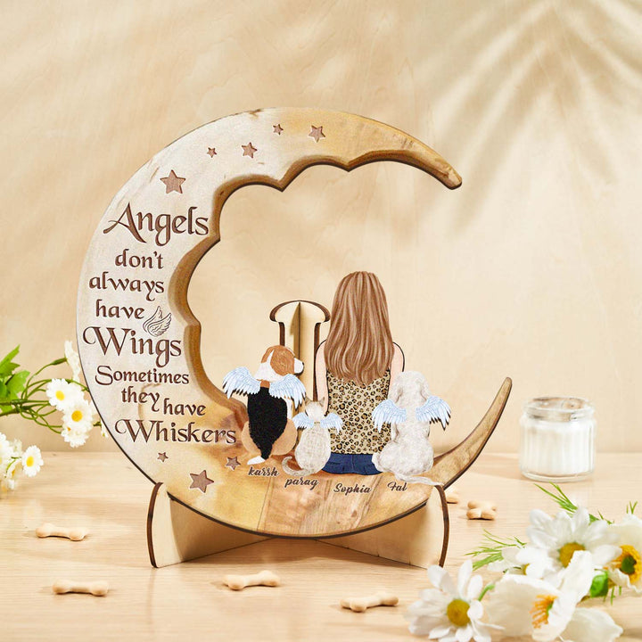Custom Memorial Dog Moon Wooden Art Memorial Gift Idea for Cat Home Decorations