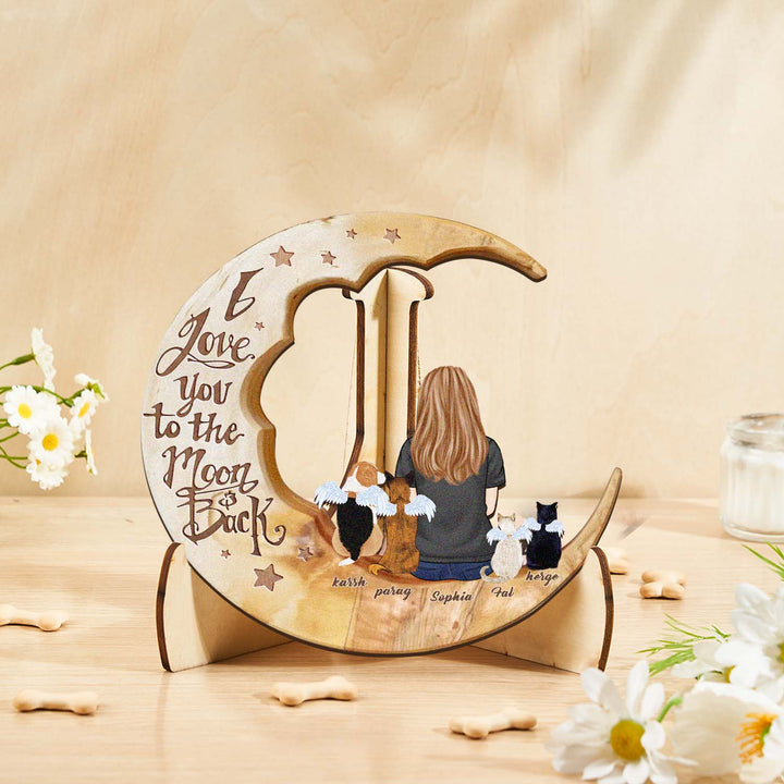 Custom Memorial Dog Moon Wooden Art Memorial Gift Idea for Cat Home Decorations