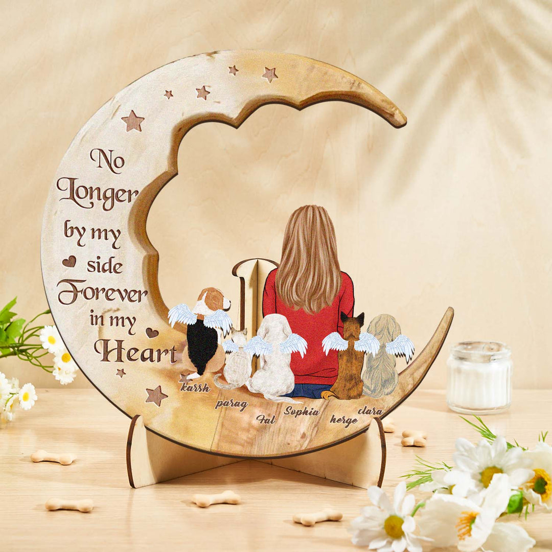 Custom Memorial Dog Moon Wooden Art Memorial Gift Idea for Cat Home Decorations