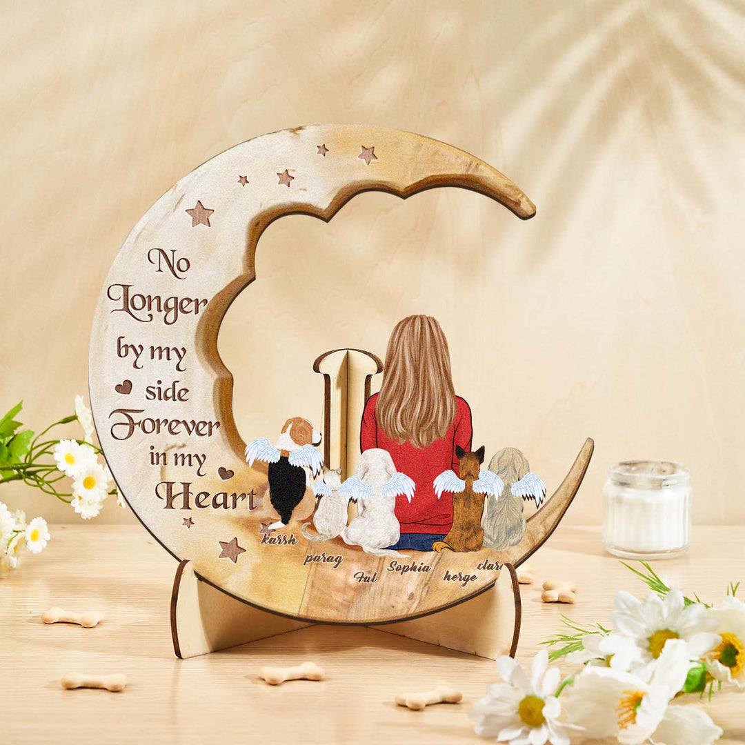Custom Memorial Dog Moon Wooden Art Memorial Gift Idea for Cat Home Decorations