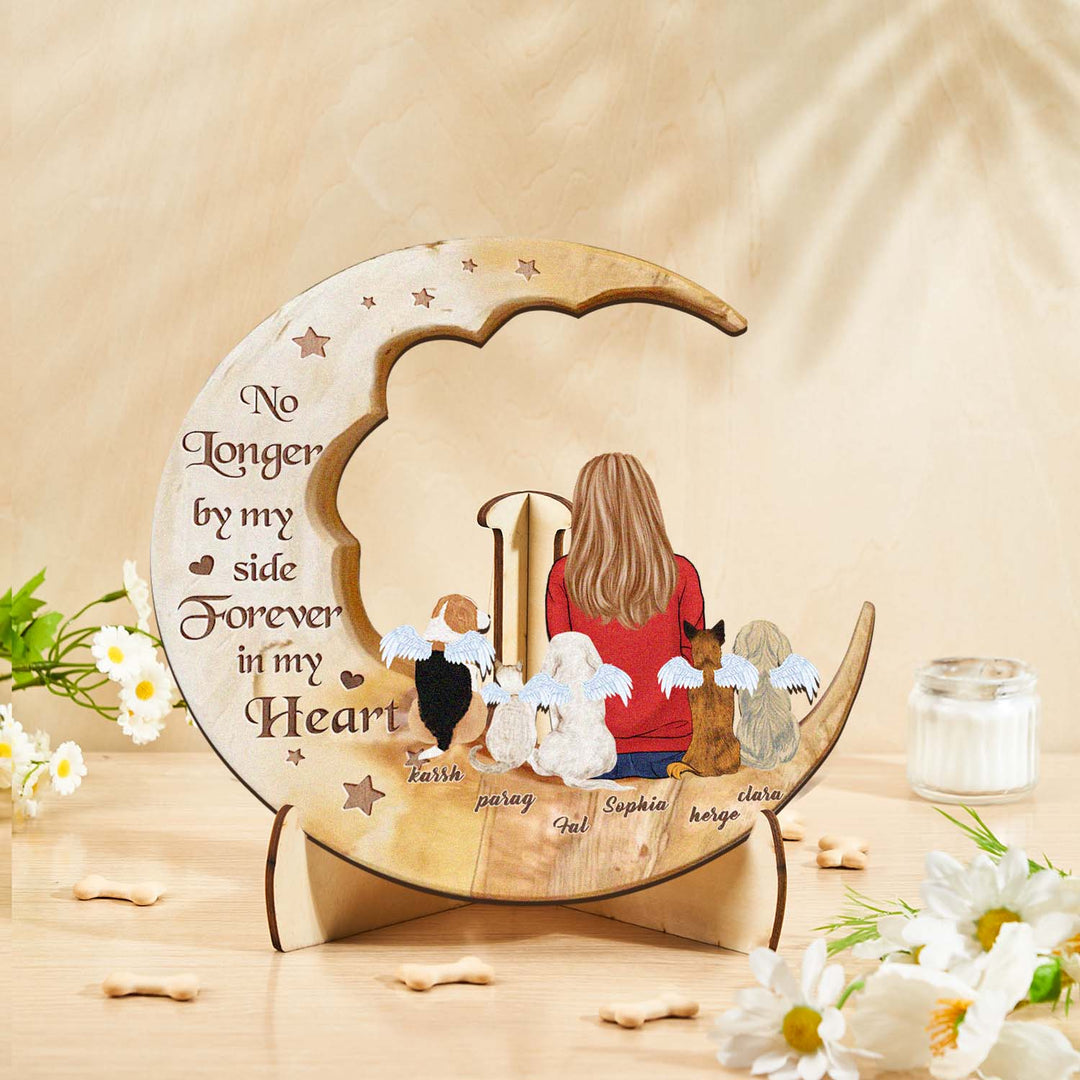 Custom Memorial Dog Moon Wooden Art Memorial Gift Idea for Cat Home Decorations