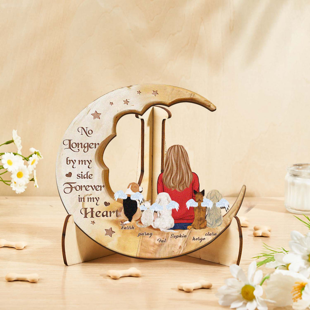 Custom Memorial Dog Moon Wooden Art Memorial Gift Idea for Cat Home Decorations
