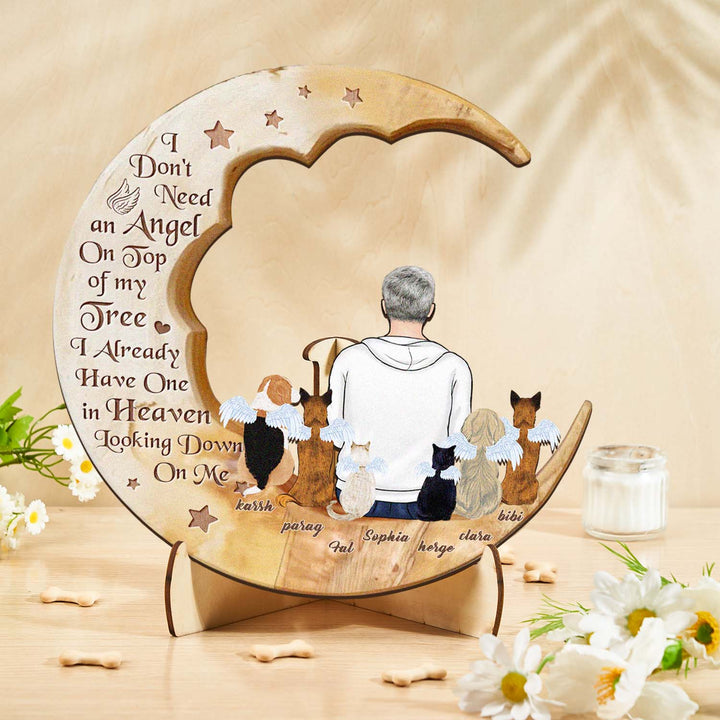 Custom Memorial Dog Moon Wooden Art Memorial Gift Idea for Cat Home Decorations