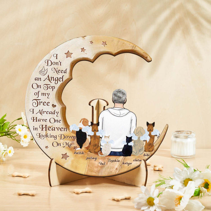 Custom Memorial Dog Moon Wooden Art Memorial Gift Idea for Cat Home Decorations