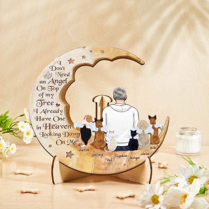 Custom Memorial Dog Moon Wooden Art Memorial Gift Idea for Cat Home Decorations