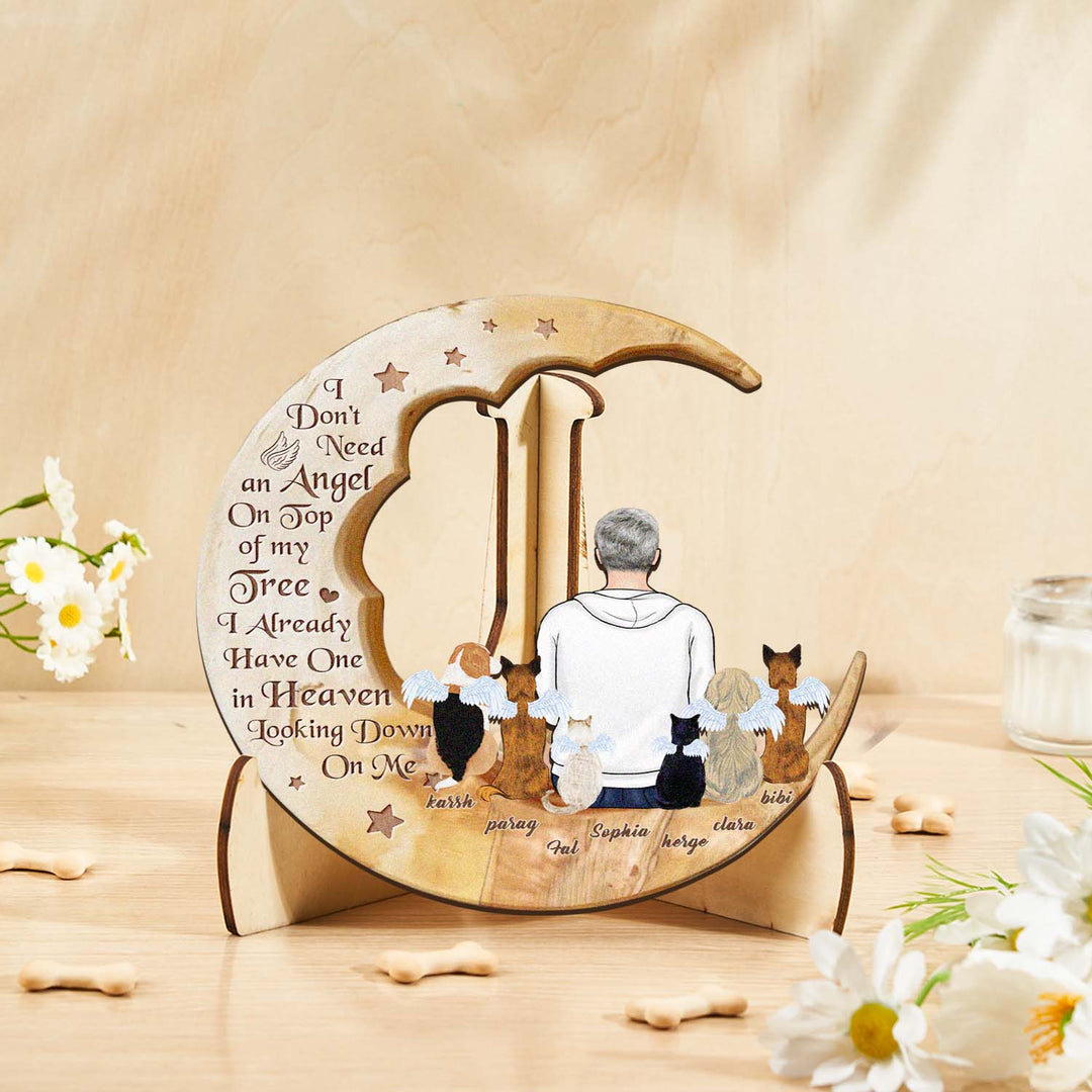 Custom Memorial Dog Moon Wooden Art Memorial Gift Idea for Cat Home Decorations
