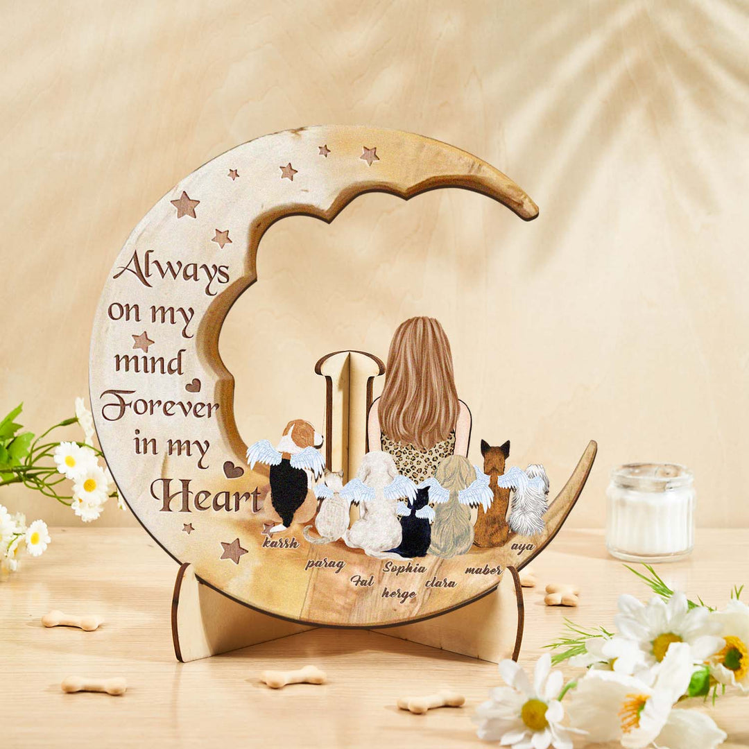 Custom Memorial Dog Moon Wooden Art Memorial Gift Idea for Cat Home Decorations