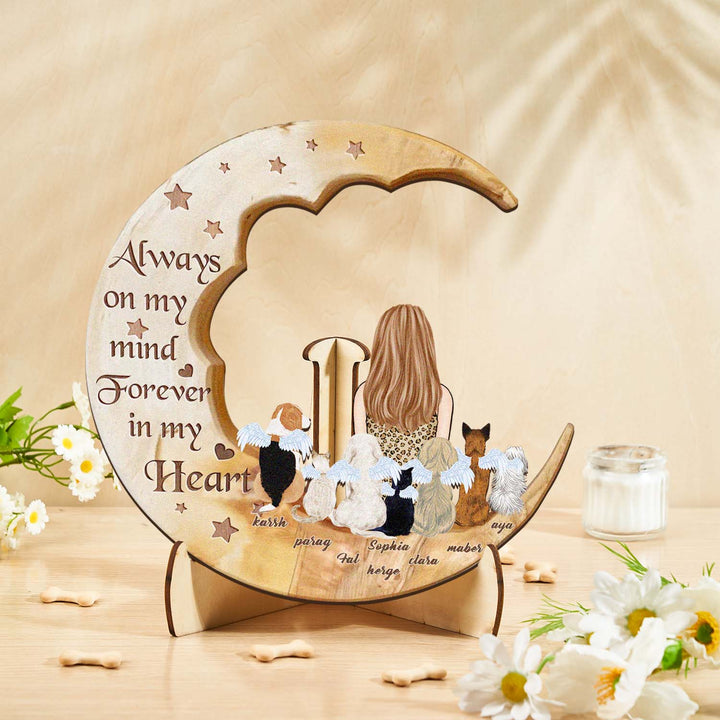 Custom Memorial Dog Moon Wooden Art Memorial Gift Idea for Cat Home Decorations