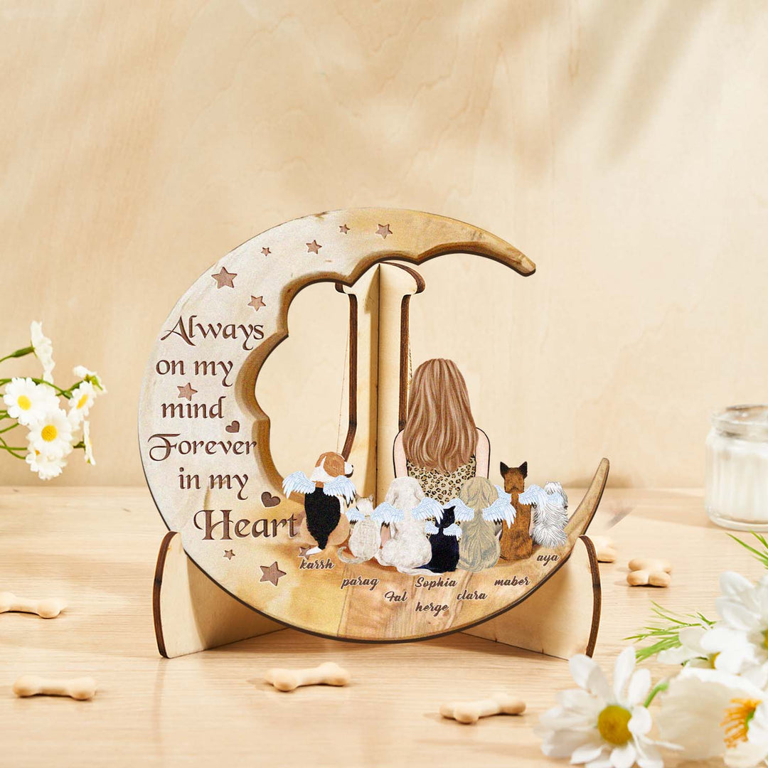 Custom Memorial Dog Moon Wooden Art Memorial Gift Idea for Cat Home Decorations