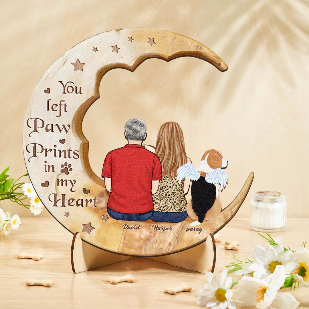 Custom Memorial Dog Moon Wooden Art Memorial Gift Idea for Cat Home Decorations