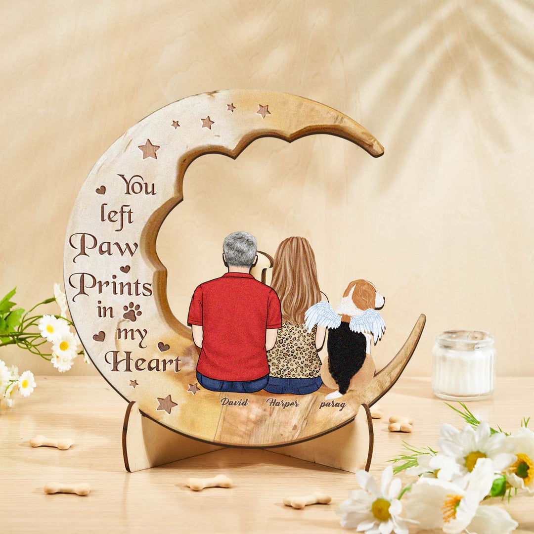 Custom Memorial Dog Moon Wooden Art Memorial Gift Idea for Cat Home Decorations