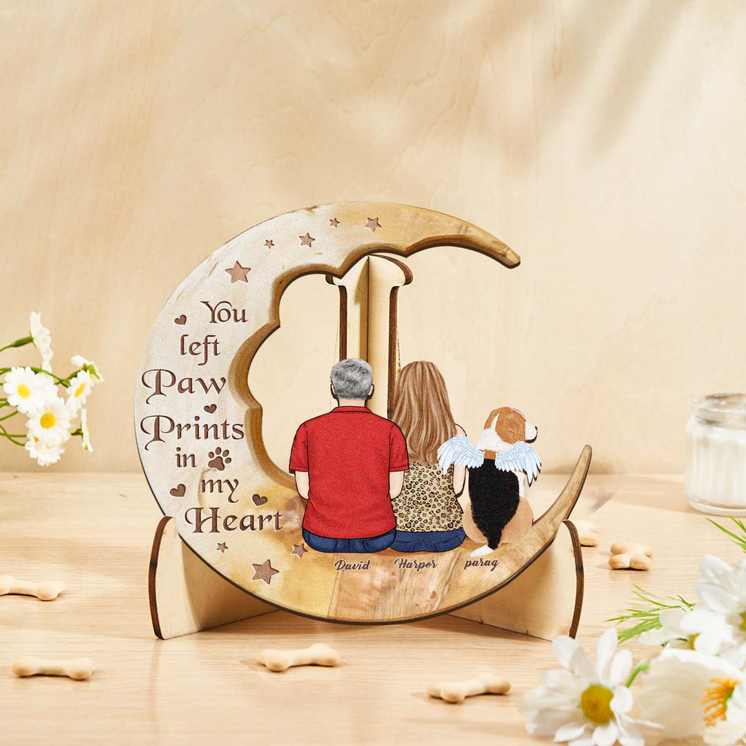 Custom Memorial Dog Moon Wooden Art Memorial Gift Idea for Cat Home Decorations