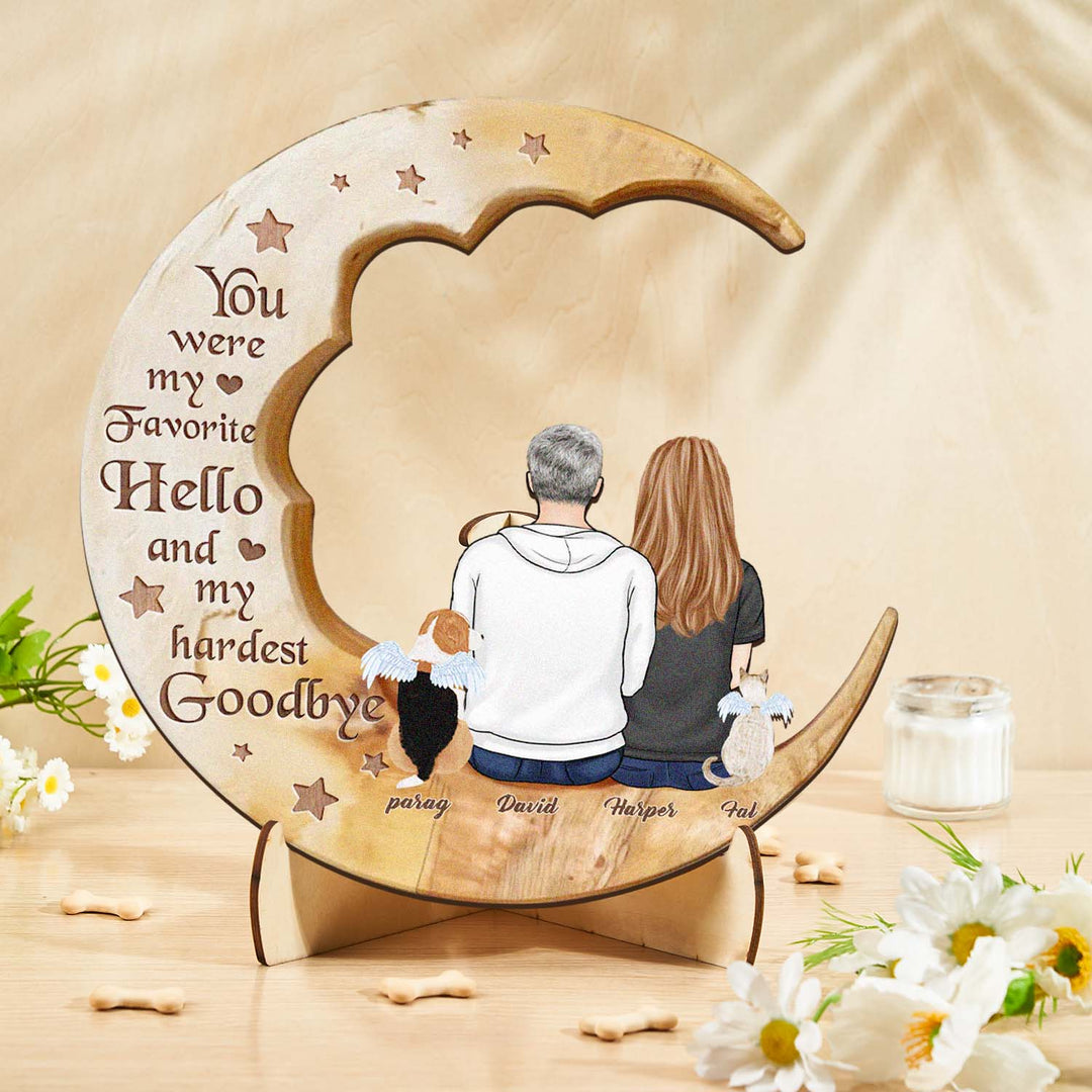 Custom Memorial Dog Moon Wooden Art Memorial Gift Idea for Cat Home Decorations
