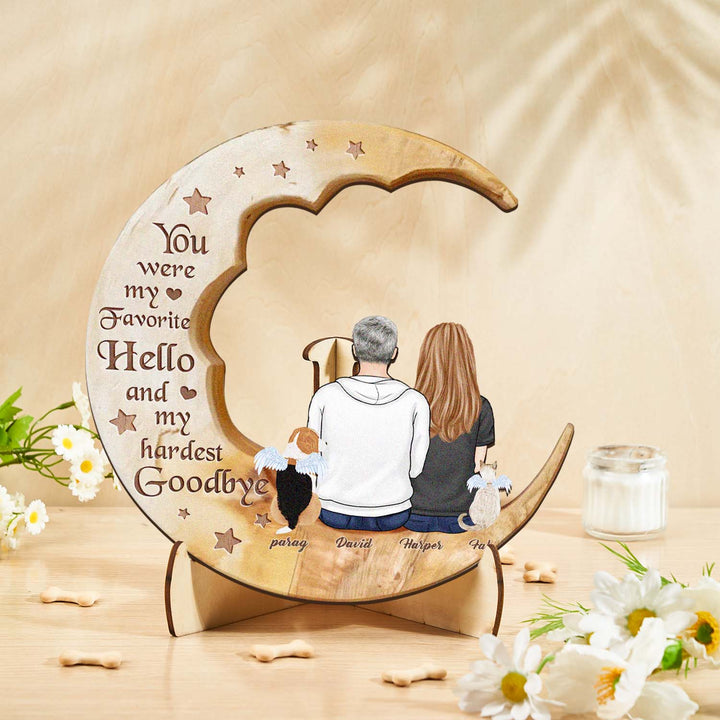 Custom Memorial Dog Moon Wooden Art Memorial Gift Idea for Cat Home Decorations