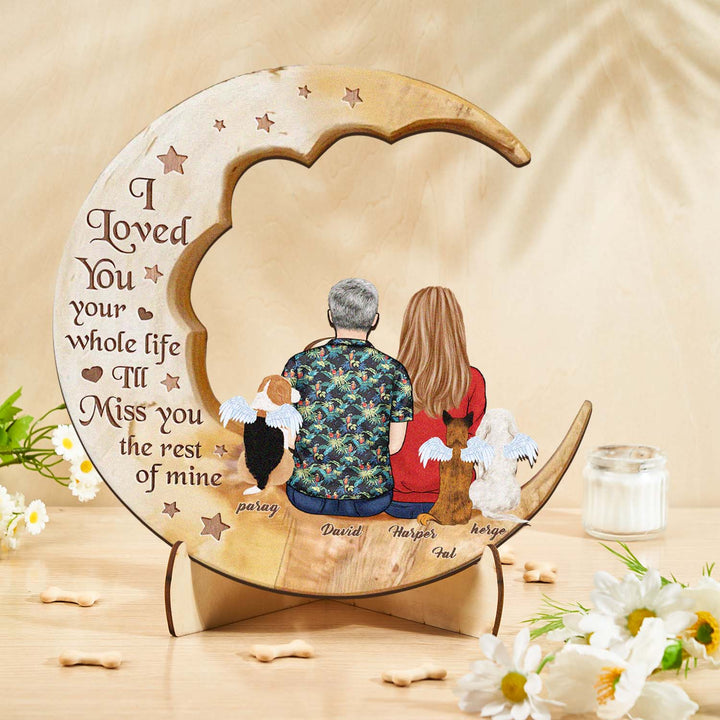 Custom Memorial Dog Moon Wooden Art Memorial Gift Idea for Cat Home Decorations