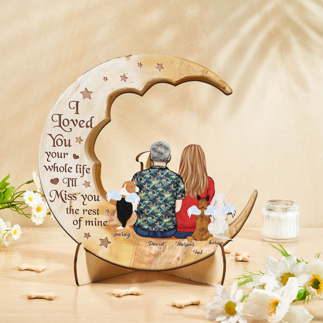 Custom Memorial Dog Moon Wooden Art Memorial Gift Idea for Cat Home Decorations