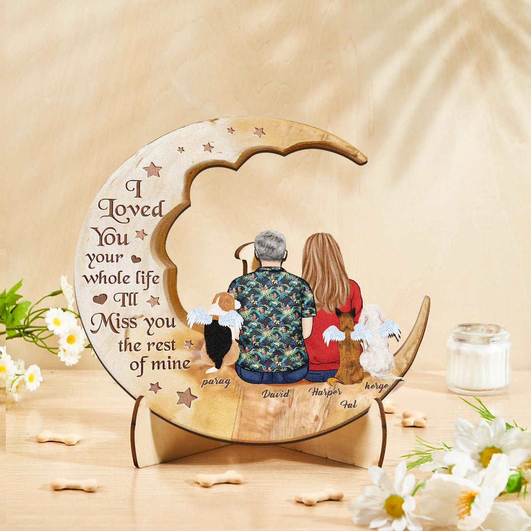 Custom Memorial Dog Moon Wooden Art Memorial Gift Idea for Cat Home Decorations