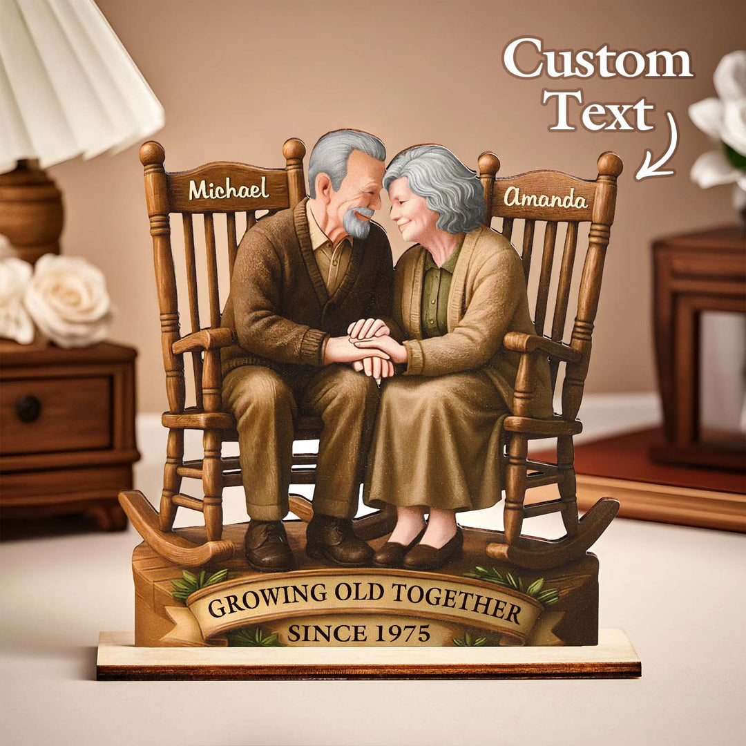 Custom Couple Wooden Ornaments Custom Text 2-Layered Wooden Plaque With Flat Stand Gift For Husband Wife Anniversary Gift