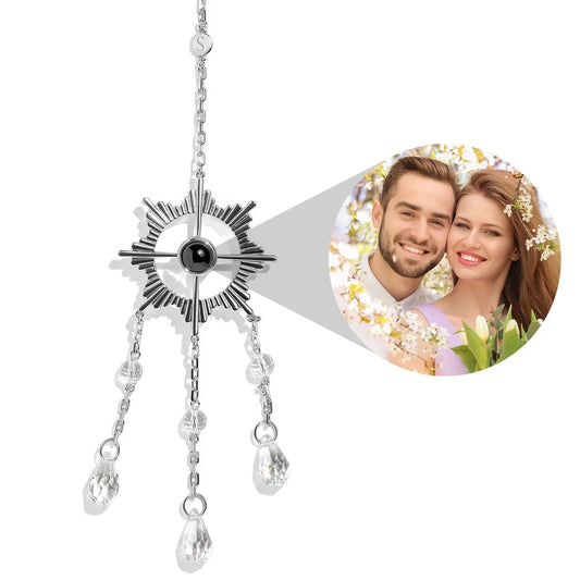 Personalized Photo Sunburst Sun Catcher Projection Car Ornaments Memorial Gift Valentines Gift