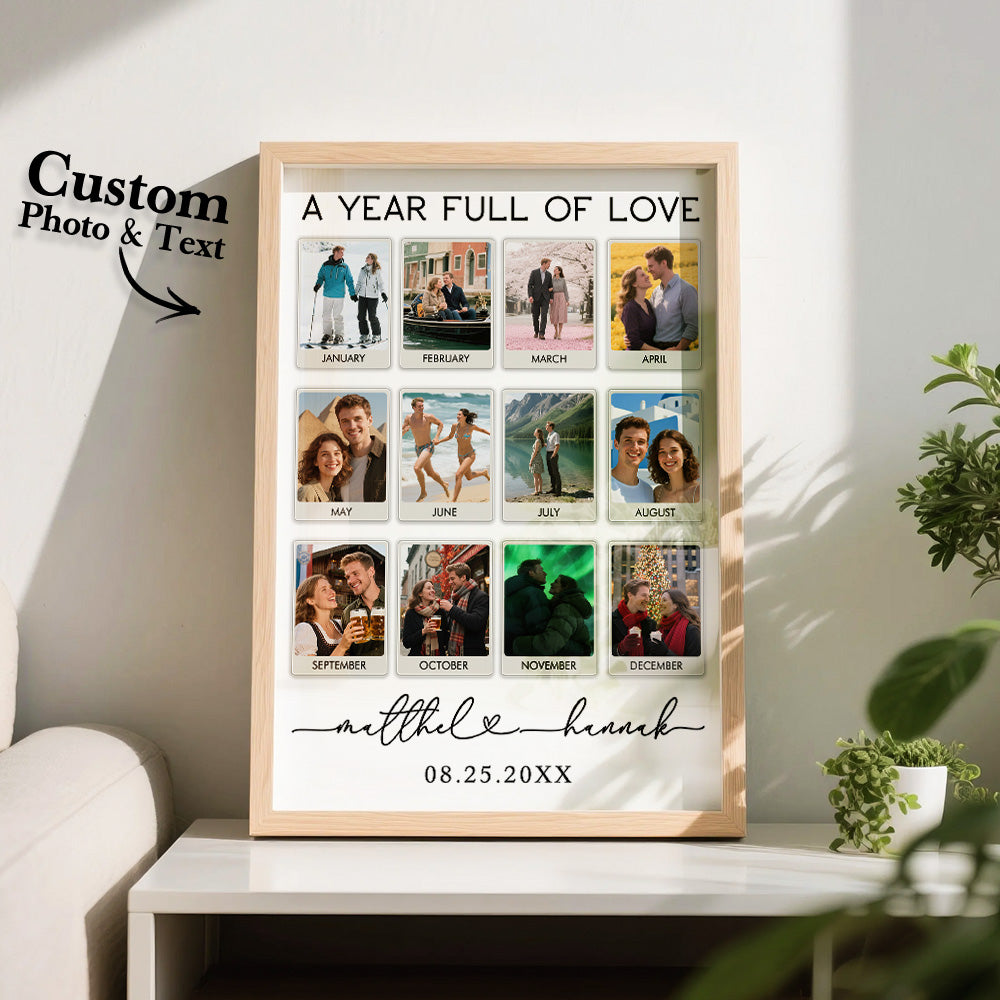 Custom Photo & Text Wooden Anniversary Frame – Personalized Anniversary Keepsake Gift