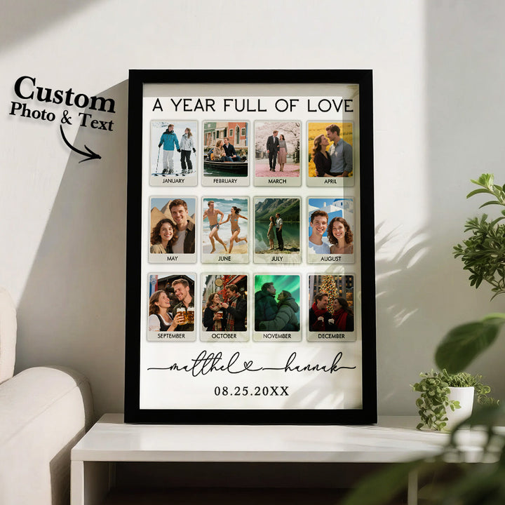 Custom Photo & Text Wooden Anniversary Frame – Personalized Anniversary Keepsake Gift