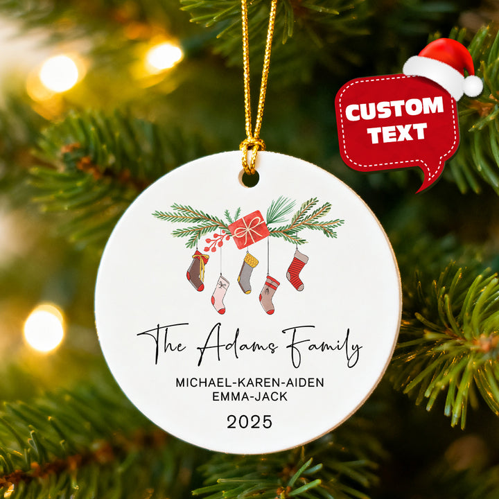 Personalized Name & Year Christmas Ceramic Ornament – Custom Hanging Decoration