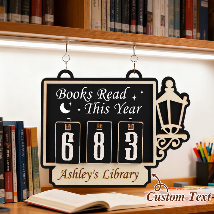 Personalized Books Read Tracker Books Read This Year Bookshelf Counter Bookish Decor Bookish Gift Gift for Readers Book Lovers Gift