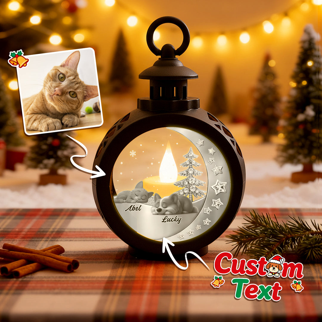 Custom 2 Pets Photo into Cartoon Style Ornament – Personalized Pet Name Christmas Gift for Pet Lovers